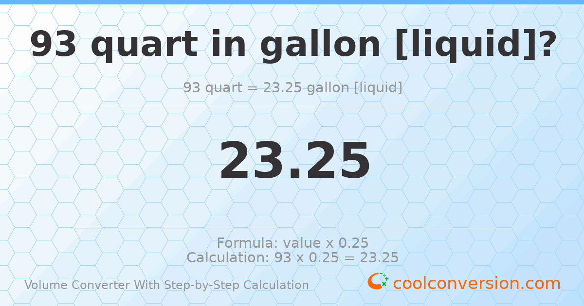 93 quarts = 23.25 gallons [liquid]